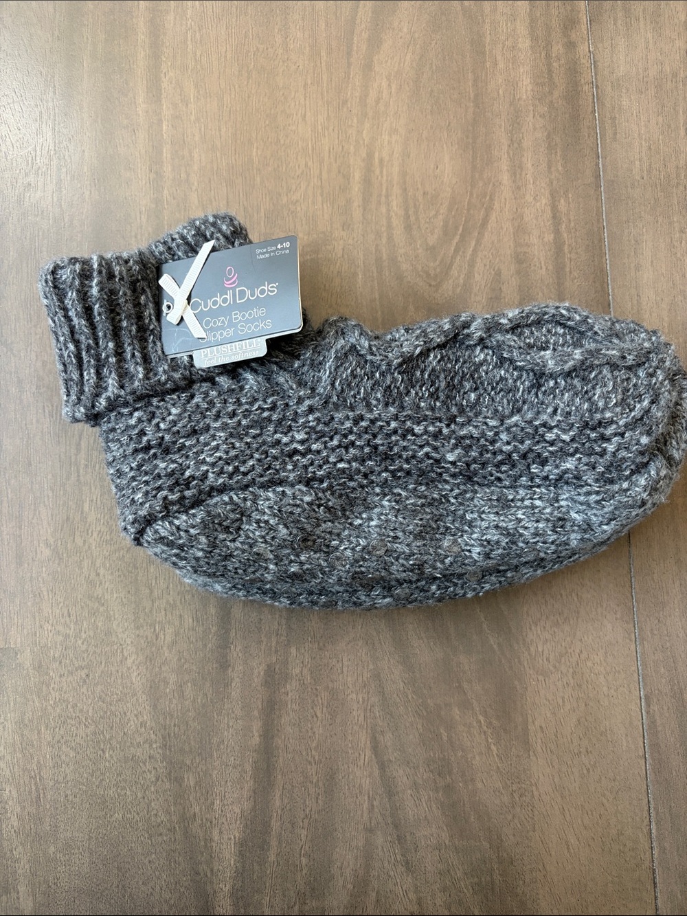 Cuddl Duds Charcoal Marled Knit Cozy Bootie Socks